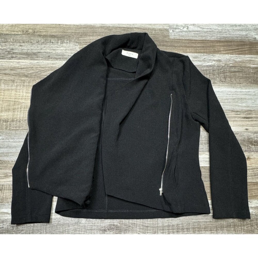 Elodie Womens Size M Black Shacket Asymmetrical Zip Front Jacket Blazer - Picture 7 of 16